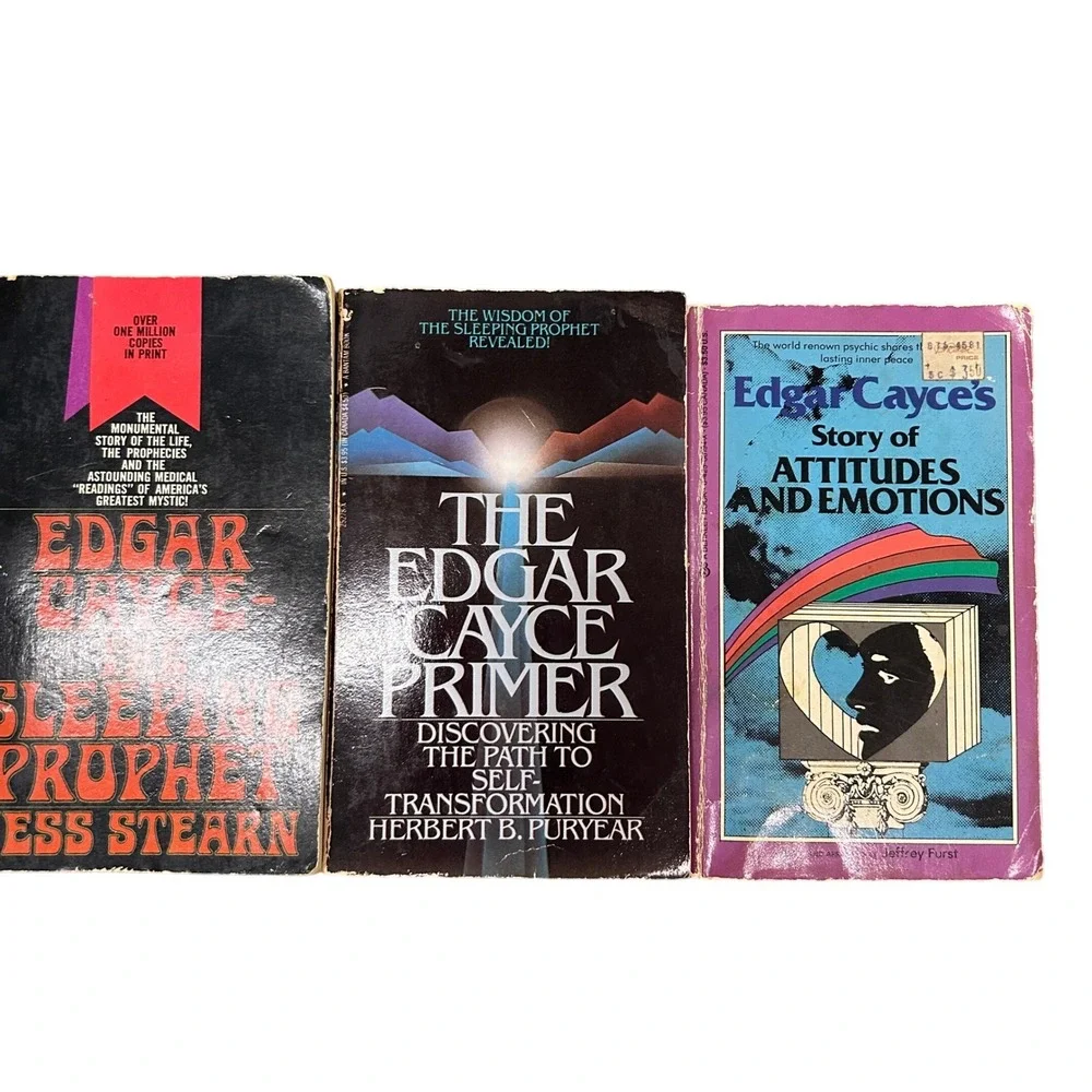 Edgar Cayce Vintage Paperback 3 Books Black Purple Metaphysical New Age Occult